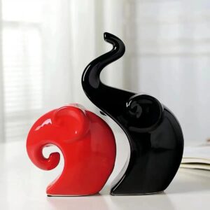 Xtore Ceramic Elephant Couple Piano Finish Figures...