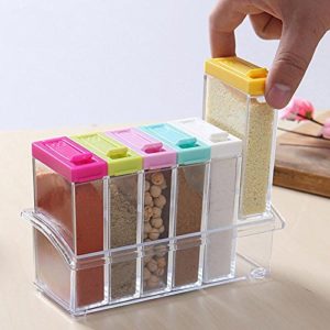 Xtore® 6 in 1 Masala Box | Spice Rack | Seasoning Box | 6 pcs with Stand | New Beautiful Design | Durable | Premium Quality