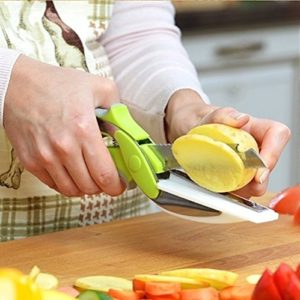Xtore® 6 in 1 Clever Cutter for Cutting Vegetables Fruits| Detachable Knife with Cutting Board | Peeler | Scaler | Bottle Opener | Premium Quality