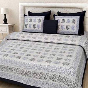 LIFEHAXTORE® Traditional Jaipuri Print King Size Double Bed Sheet with 2 Pillow Covers (100% Cotton)