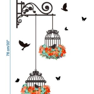 Xtore® Beautiful Bird Cage Wall Sticker Vinyl for Living/Bed Room – Large Size
