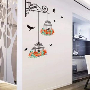 Xtore® Beautiful Bird Cage Wall Sticker Vinyl for Living/Bed Room – Large Size