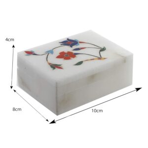 Xtore Floral Inlay Work Marble Jewellery Storage Box | Home Decoration | Gift Item | Birthday | Anniversary | Corporate Gift