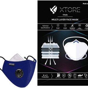 Xtore Viroarmour N-95 FDA CE Certified Antipollution mask | Reusable | Washable | Pack of 1 (Prussian Blue)
