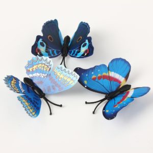 12pcs 3D Home Decor Butterfly | 3D Plastic Build Beautiful Decor Item | Comes with Sticking pad Product (Set of 12) (Ocean Blue)