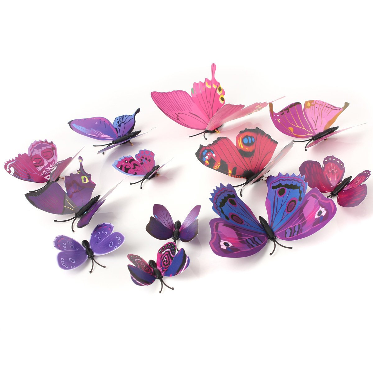 Butterfly India Home Decorative 3D Butterfly with Sticking Pads Office Deco Set of 12 Pcs 