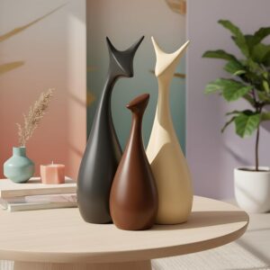 LIFEHAXTORE Ceramic Lucky Deer Family Figures, dee...