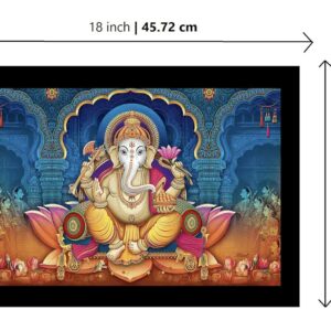 LIFEHAXTORE® Xtore Lotus Ganesha Art Framed Painting | Ready to Hang (Wood, 12inch x 18 inch)