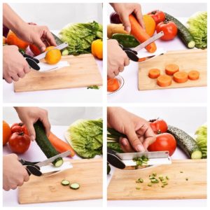 Xtore® 2 in 1 Clever Cutter for Cutting and Slicing Vegetables and Fruits | Detachable Knife | Cutting Board | (Set of 1, Black)