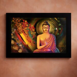 LIFEHAXTORE® Xtore Enlighten Buddha Art Framed Painting | Ready to Hang (Wood, 12inch x 18 inch)
