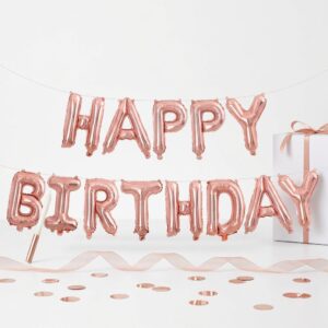 LIFEHAXTORE® Xtore 24 inches Happy Birthday Foil Balloon for B’day Party Decoration – 13 Letters (Rose Gold)