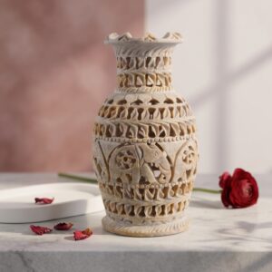 XTORE Jaali Work Marble Flower Vase for Home Decoration | Gift Item | Birthday | Anniversary | Corporate Gift