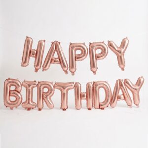 LIFEHAXTORE® Xtore 24 inches Happy Birthday Foil Balloon for B’day Party Decoration – 13 Letters (Rose Gold)