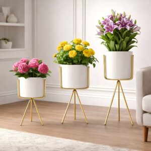 Xtore Indoor Floor Plant Stand Flower Golden Stand...