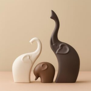 Xtore Home Décor Elephant Family Matte Finish Cer...