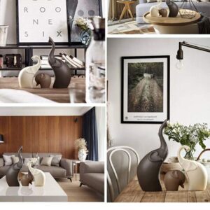 Xtore Home Décor Elephant Family Matte Finish Cer...
