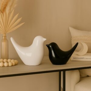 Xtore® Creative White and Black Ceramic Birds Fig...