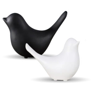 Xtore® Creative White and Black Ceramic Birds Fig...