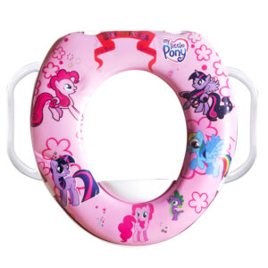Xtore Cushioned Kids Potty Seat with Handle | Cartoon Print | Comfortable – (Assorted Adorable Cartoon Prints, Pink , Pack of 1)