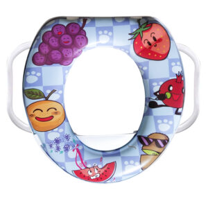Xtore Cushioned Kids Potty Seat with Handle | Cartoon Print | Comfortable – (Assorted Adorable Cartoon Prints, Sky , Pack of 1)
