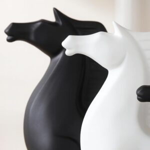 Home Decor White and Black Ceramic Horse Figurines...