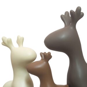 Home Decor Elk Family Matte Finish Ceramic Figurines – (Set of 3, Matte)