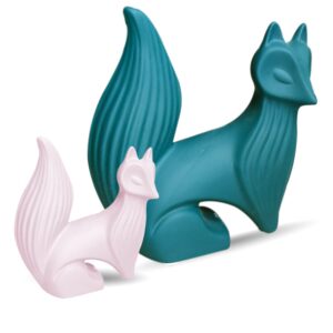 Wise Fox Statues for Home Decor | Ceramic Figurine – (Set of 2)