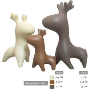 Home Decor Elk Family Matte Finish Ceramic Figurin...
