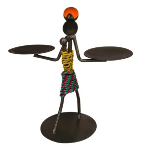 Iron Candle Holder | Stylish African Women Design | Home Decor Accessories (Multicolor, Pack of 1)