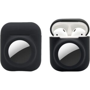 Xtore Airtag Case for Airpods 1st 2nd | Silicone GPS Tracker Cover Holder, Shock-Proof Anti-Scratch – ( Pack of 1, Black )