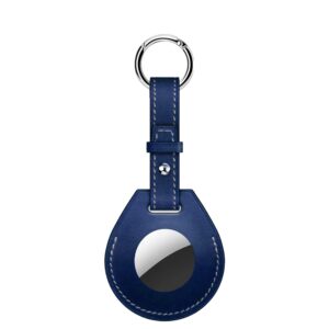 Xtore Leather Airtag Protective Cover Keychain | Anti-Scratch Air tag case – ( Pack of 1, Blue