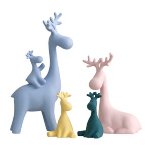 Reindeer Family Statue for Home Decor | Ceramic De...