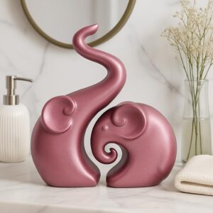 Lavish Rose Gold Home Decor Elephant Couple | Cera...