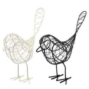 Iron Wire Black and White Bird Figurine | Beautiful Home Decor | ( Pack of 2, Black and White)