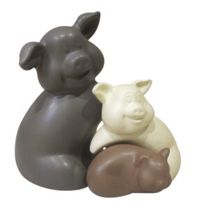 Home Decor Piggy Family Matte Finish Ceramic Figurines – (Set of 3, Matte)