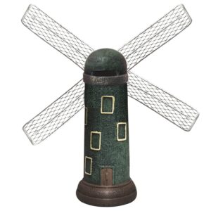 Rotatable Windmill Resin Home Decor Figurine with Money Bank | ( Pack of 1, Green )