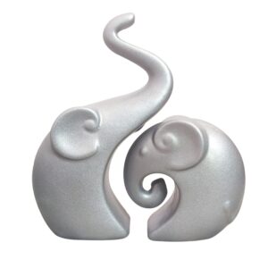 Lavish Silver Home Decor Elephant Couple | Ceramic...