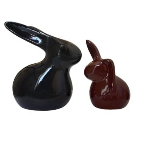 XTORE® Home Décor Ceramic Rabbit Figurines (Set of 2 , Black and Brown)