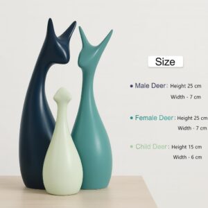 Home Decor Lucky Deer Family Statue Ceramic Figure...