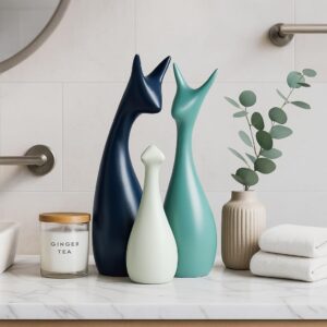 Home Decor Lucky Deer Family Statue Ceramic Figure...