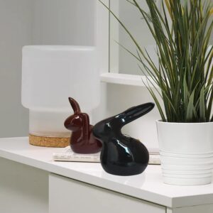 XTORE® Home Décor Ceramic Rabbit Figurines (Set of 2 , Black and Brown)