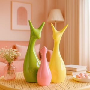 Home Decor Lucky Deer Family Set | Piano Finish Ce...