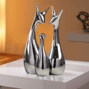 Xtore® Home Decor Lucky Silver Deer Statue Family...