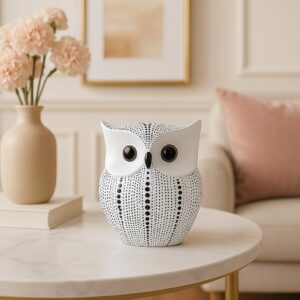Xtore® Modern Classy Lucky Owl Resin Art Figure Showpiece - ( Pack of 1, WHITE)