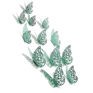 Xtore® 12pcs 3D Home Decor Butterfly with Sticking Pad- (Shimmer Green , Set of 12)