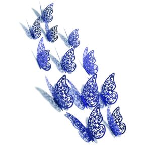 Xtore® 12pcs 3D Home Decor Butterfly with Sticking Pad – (Shimmer Blue , Set of 12)