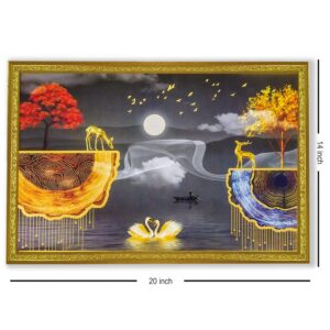 LIFEHAXTORE Abstract art Framed Golden Foil 3D Sty...