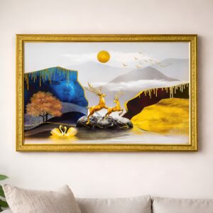 LIFEHAXTORE Abstract art Framed Golden Foil 3D Sty...