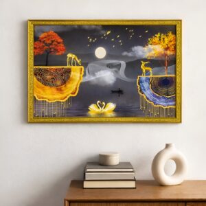 LIFEHAXTORE Abstract art Framed Golden Foil 3D Sty...