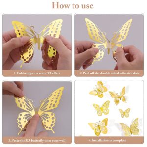 Xtore Golden Butterfly – Pack of 12, 3D, New...